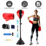 Punching Bag With Stand Free Standing Boxing Ball For Adults 43.3-63in Height Adjustable Boxing Bag With Gloves Wrist Sleeves Stable Suction Base For Fitness Speed Training