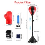 Punching Bag With Stand Free Standing Boxing Ball For Adults 43.3-63in Height Adjustable Boxing Bag With Gloves Wrist Sleeves Stable Suction Base For Fitness Speed Training - Image 4