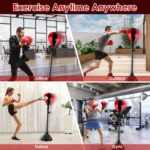 Punching Bag With Stand Free Standing Boxing Ball For Adults 43.3-63in Height Adjustable Boxing Bag With Gloves Wrist Sleeves Stable Suction Base For Fitness Speed Training - Image 6